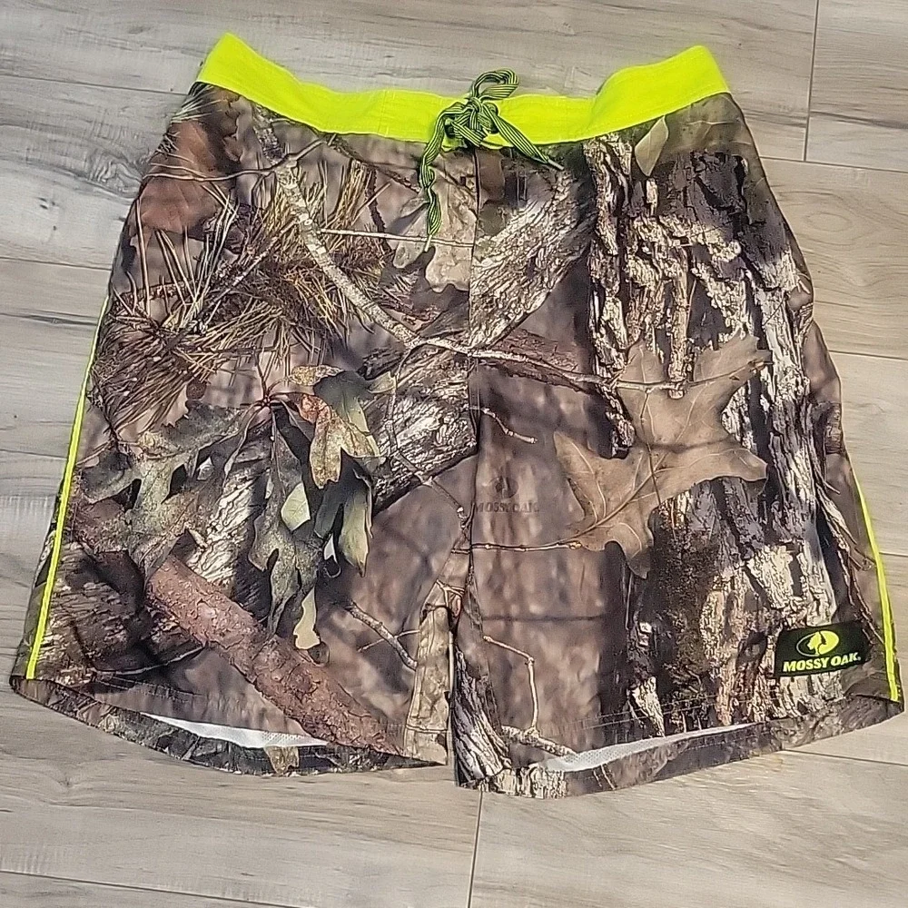 Mossy Oak Mens Camo Drawstring Mesh Lined‎ Swim Trunks XL